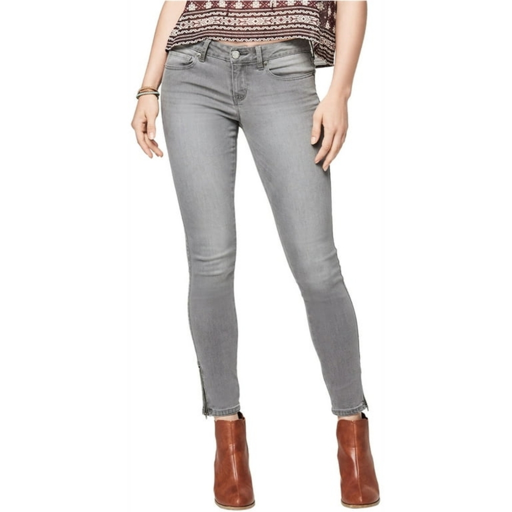 Aeropostale Wonens Denim Jeggings Jeans Size 00 Gray Zip Ankles Grunge Witchy